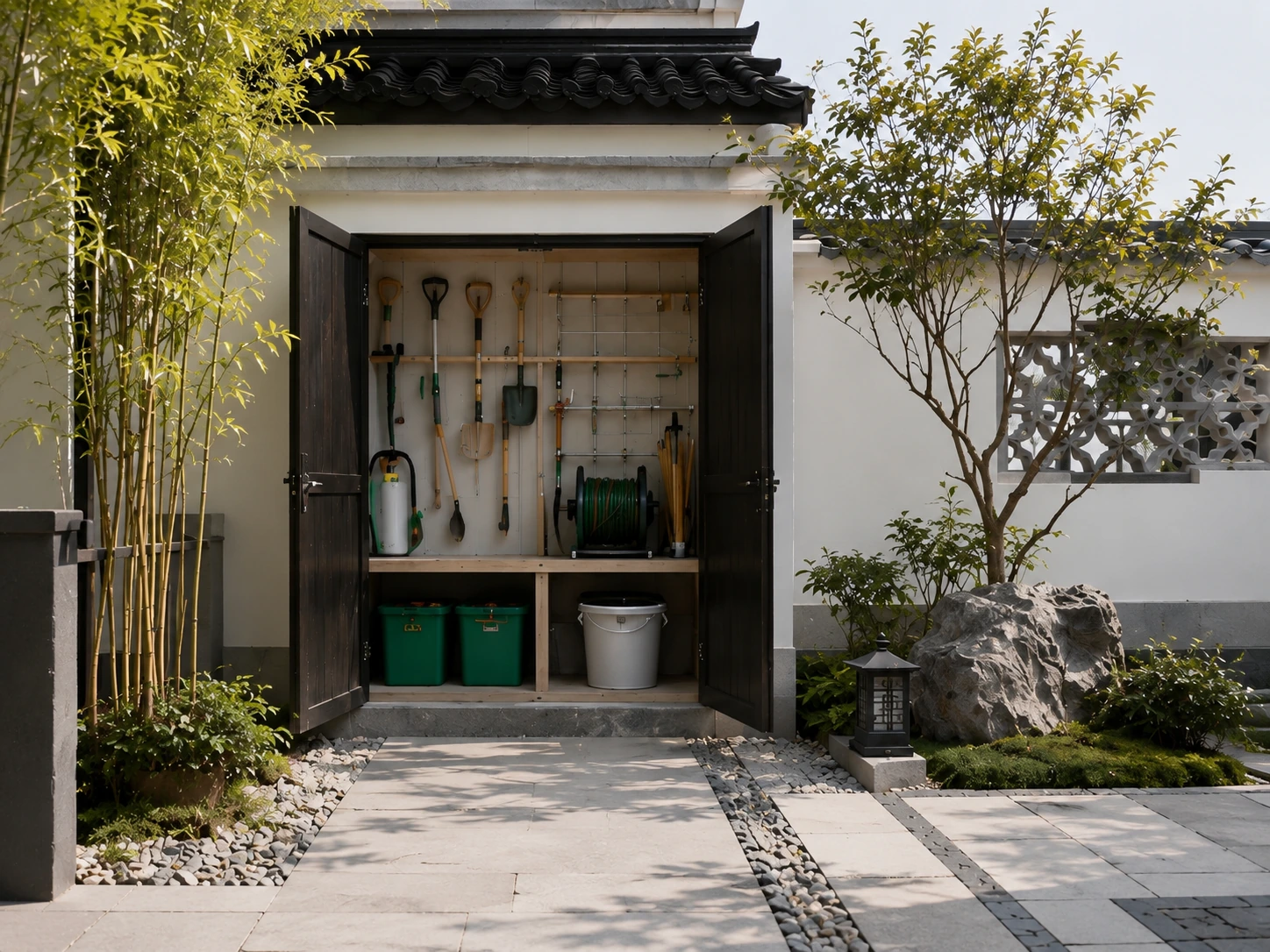 住宅庭院隐藏式工具收纳空间